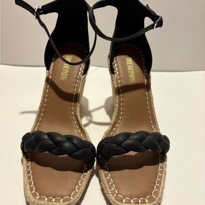 Dream Pairs Black Braided Ankle-Strap Espadrille Sandals